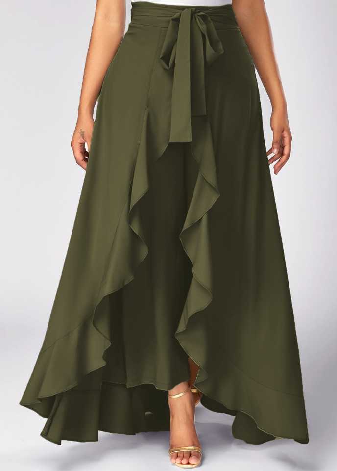 TANDUL  Women Solid Flared Light Green Skirt
