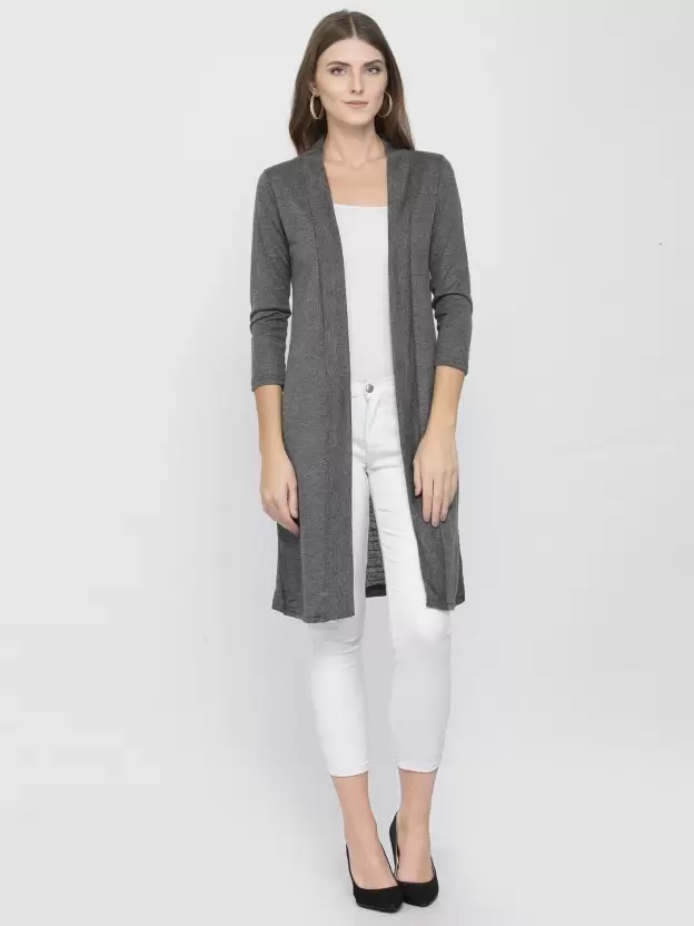 TANDUL  Women 3/4 Sleeve Grey Shrug