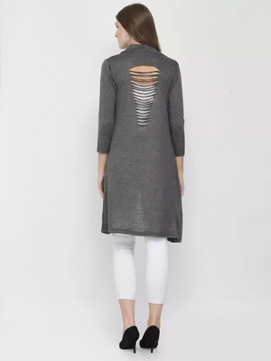 TANDUL  Women 3/4 Sleeve Grey Shrug