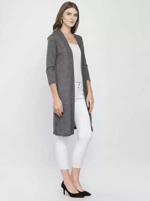 TANDUL  Women 3/4 Sleeve Grey Shrug