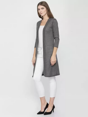 TANDUL  Women 3/4 Sleeve Grey Shrug