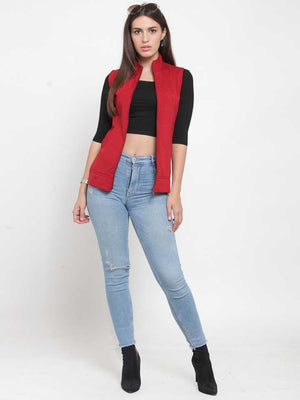TANDUL  Sleeveless Solid Women Casual Jacket