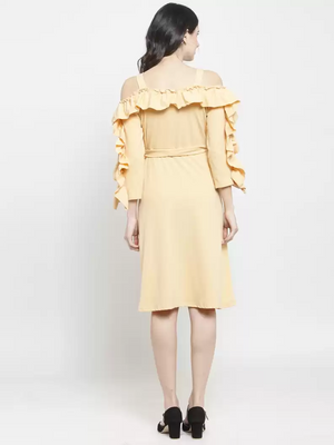 TANDUL  Women Ruffled Beige Dress