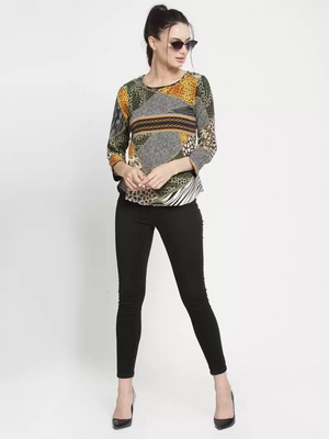 TANDUL  Casual Regular Sleeves Printed Women Multicolor Top