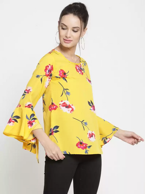 TANDUL Casual Bell Sleeves Printed Women Multicolor Top