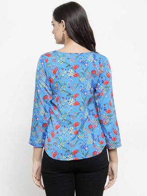 Casual Regular Sleeves Printed Women Multicolor Top