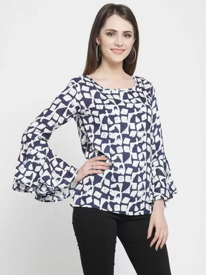 TANDUL  Casual Bell Sleeves Printed Women Multicolor Top