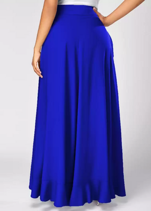 TANDUL  Flared Women Blue Poly Crepe Trousers