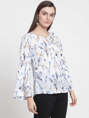 TANDUL  Casual Bell Sleeves Floral Print Women Multicolor Top