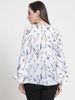 TANDUL  Casual Bell Sleeves Floral Print Women Multicolor Top