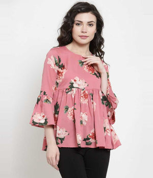 TANDUL  Casual Bell Sleeves Printed Women Multicolor Top