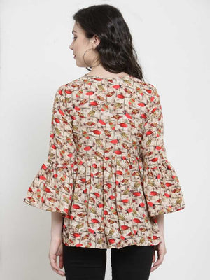 TANDUL  Casual Bell Sleeves Printed Women Multicolor Top