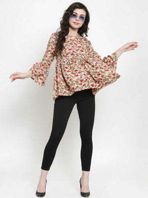 TANDUL  Casual Bell Sleeves Printed Women Multicolor Top