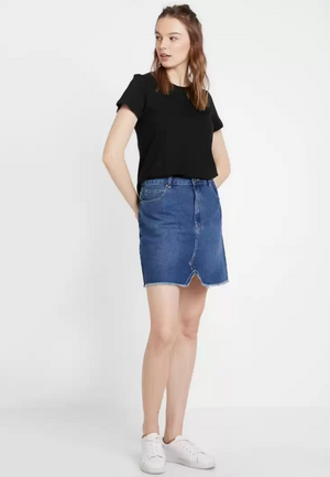 TANDUL  Solid Women Round Neck Black T-Shirt
