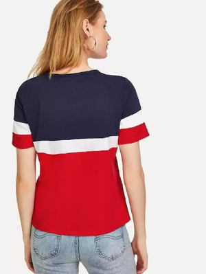 TANDUL  Color Block Women Round Neck Multicolor T-Shirt