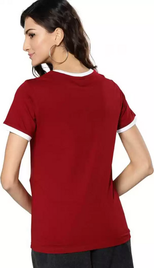 TANDUL  Solid Women Round Neck Maroon T-Shirt
