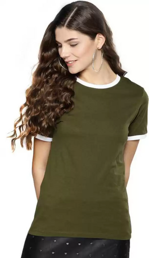 TANDUL  Solid Women Round Neck Light Green T-Shirt