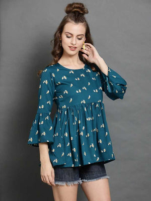 TANDUL INSTA  Casual Bell Sleeves Printed Women Multicolor Top