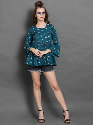 TANDUL INSTA  Casual Bell Sleeves Printed Women Multicolor Top