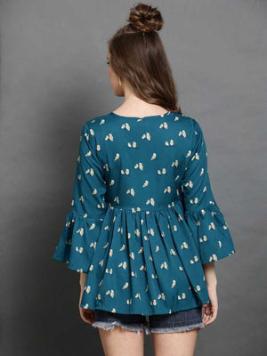 TANDUL INSTA  Casual Bell Sleeves Printed Women Multicolor Top