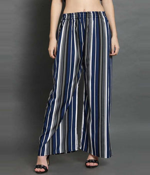 Regular Fit Women Multicolor Crepe Trousers