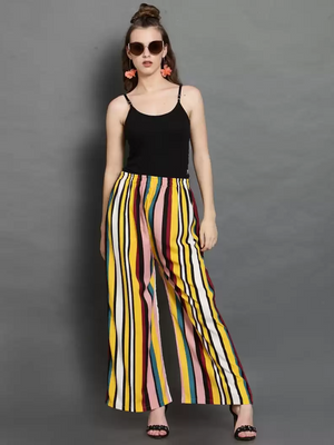 TANDUL  Regular Fit Women Multicolor Crepe Trousers