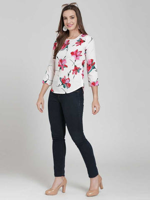 TANDUL  Casual Regular Sleeves Floral Print Women Multicolor Top