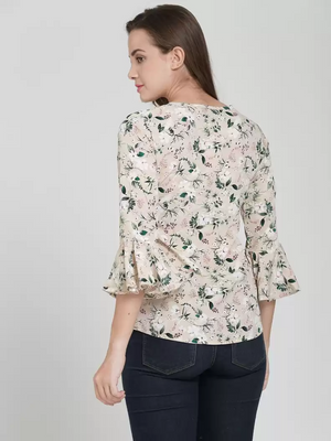TANDUL  Casual Bell Sleeves Floral Print Women Multicolor Top