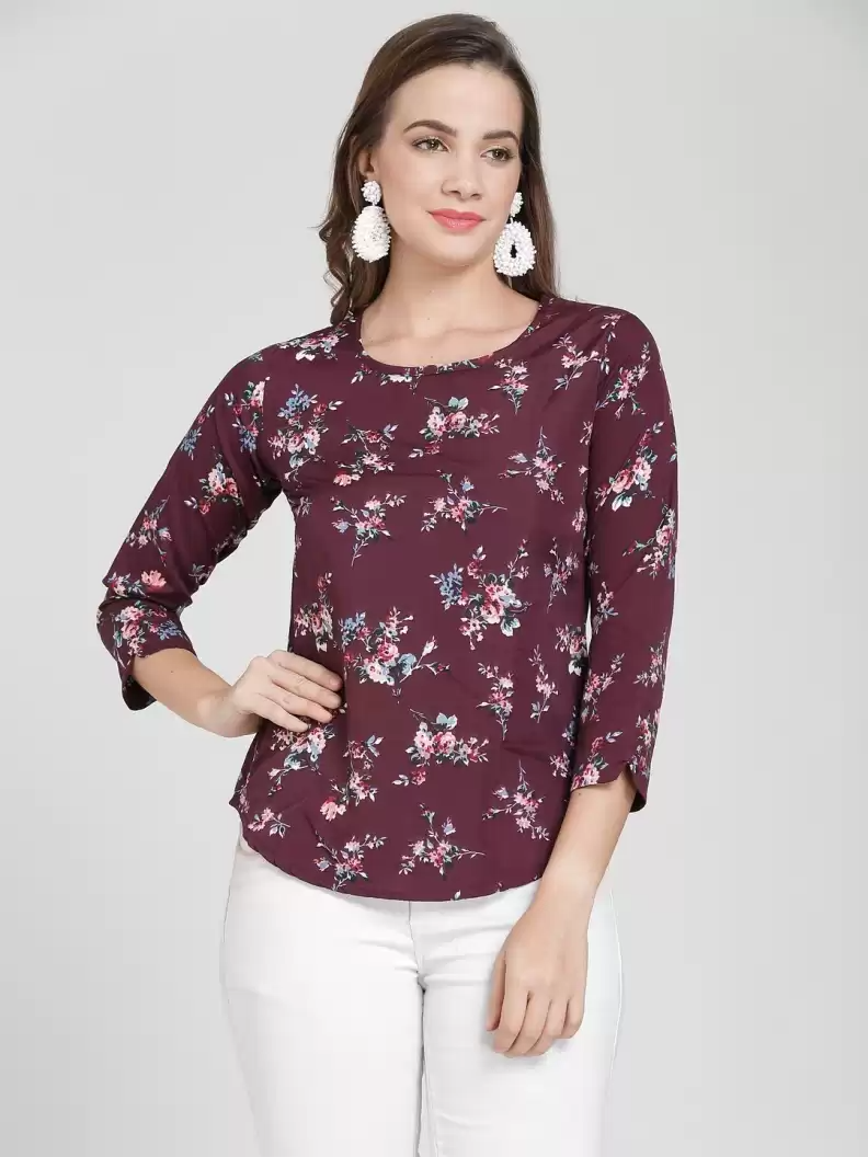 TANDUL  Casual Regular Sleeves Floral Print Women Multicolor Top