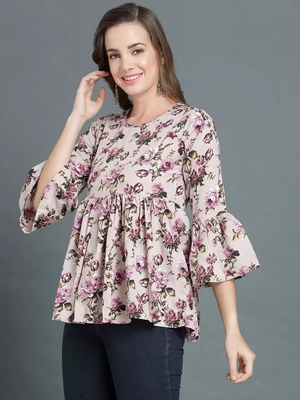 TANDUL  Casual Bell Sleeves Printed Women Multicolor Top