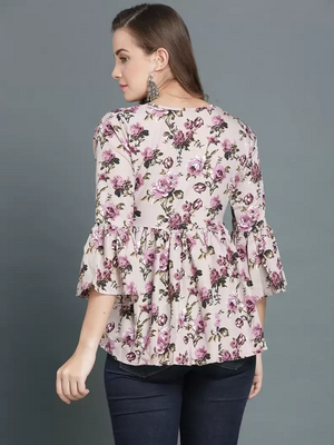 TANDUL  Casual Bell Sleeves Printed Women Multicolor Top