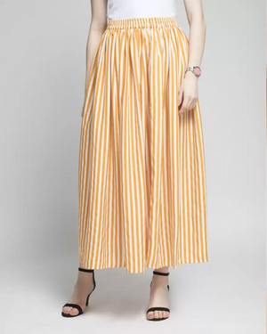 TANDUL  Women Striped Flared Yellow Skirt
