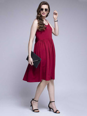 TANDUL  Women Fit and Flare Maroon Dress