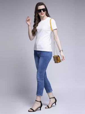 TANDUL  Casual Regular Sleeves Solid Women White Top