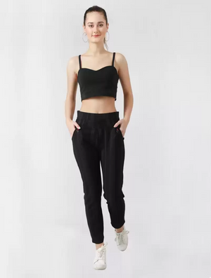 TANDUL  Regular Fit Women Black Viscose Blend Trousers