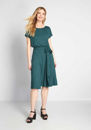 TANDUL  Women Fit and Flare Green Dress