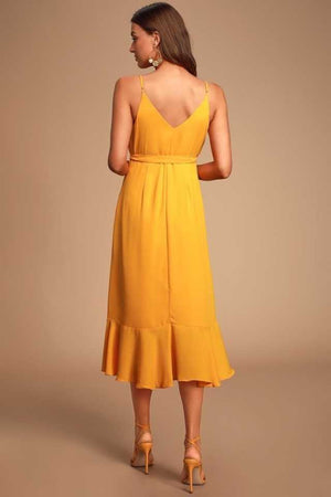 TANDUL  Women Asymmetric Yellow Dress
