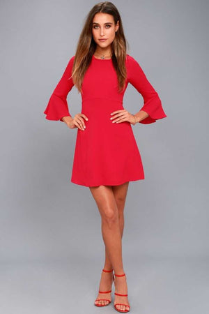 Women A-line Red Dress