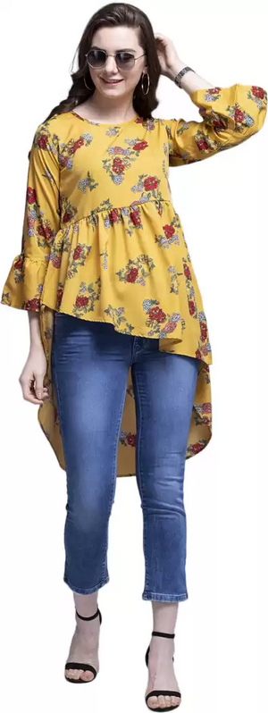 TANDUL  Casual Bell Sleeves Floral Print Women Multicolor Top