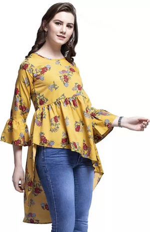 TANDUL  Casual Bell Sleeves Floral Print Women Multicolor Top