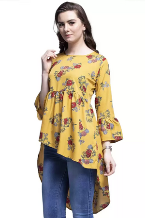 TANDUL  Casual Bell Sleeves Floral Print Women Multicolor Top