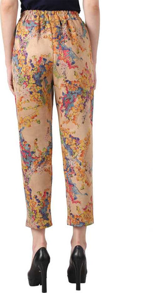 Regular Fit Women Multicolor Viscose Blend Trousers
