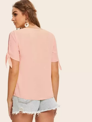 TANDUL  Casual Regular Sleeves Solid Women Pink Top