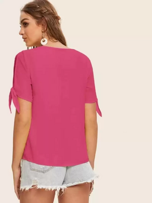 TANDUL  Casual Regular Sleeves Solid Women Pink Top