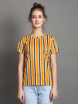 TANDUL  Casual Regular Sleeves Striped Women Multicolor Top