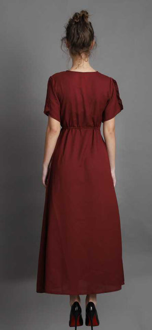 TANDUL  Women Maxi Maroon Dress