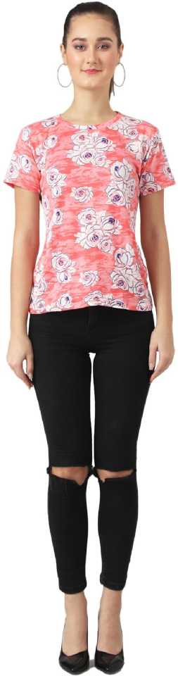 TANDUL  Printed Women Round Neck Multicolor T-Shirt