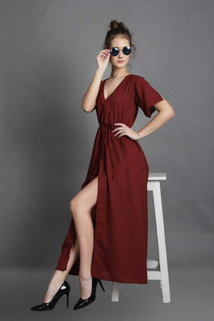 TANDUL  Women Maxi Maroon Dress