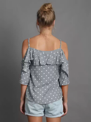 TANDUL  Casual Shoulder Straps Polka Print Women Multicolor Top