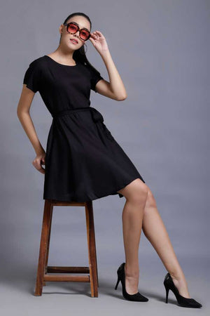 Women A-line Black Dress